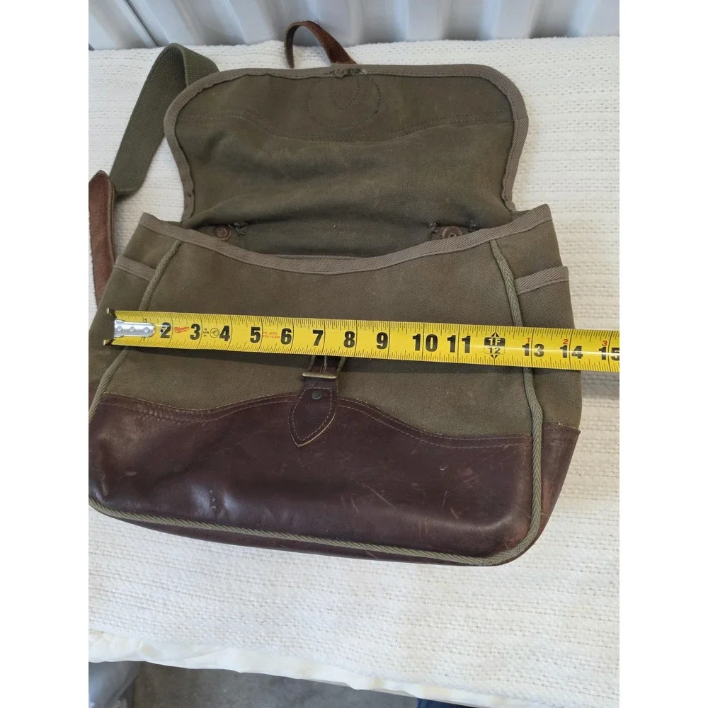 Duluth Pack Messenger Bag Mens Medium Green Canvas Leather Crossbody Shoulder
